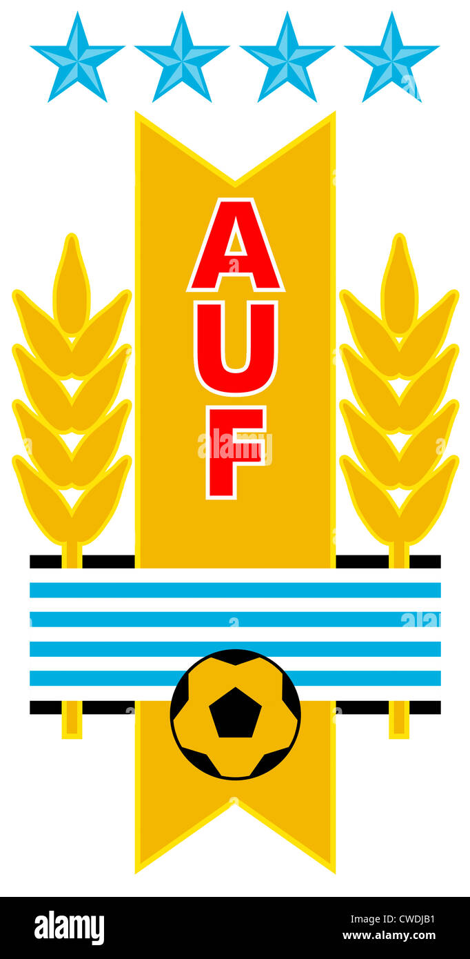 Uruguay bandera emblema ganadores de fútbol con el trofeo, estrellas,  pelota y cinta. 3D Rendering Fotografía de stock - Alamy