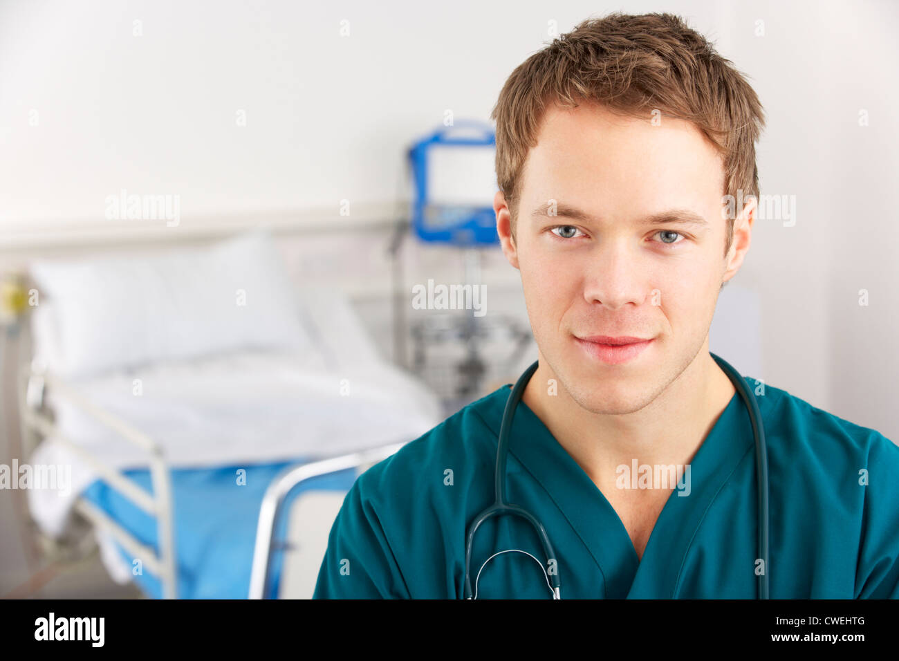Retrato de un estudiante norteamericano médico de hospital Foto de stock