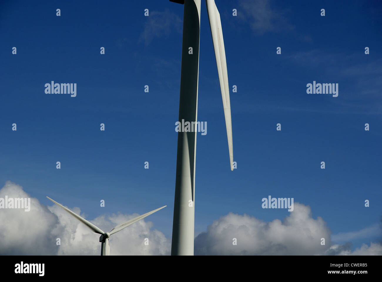 Las paletas de las turbinas eólicas en cerrar Foto de stock