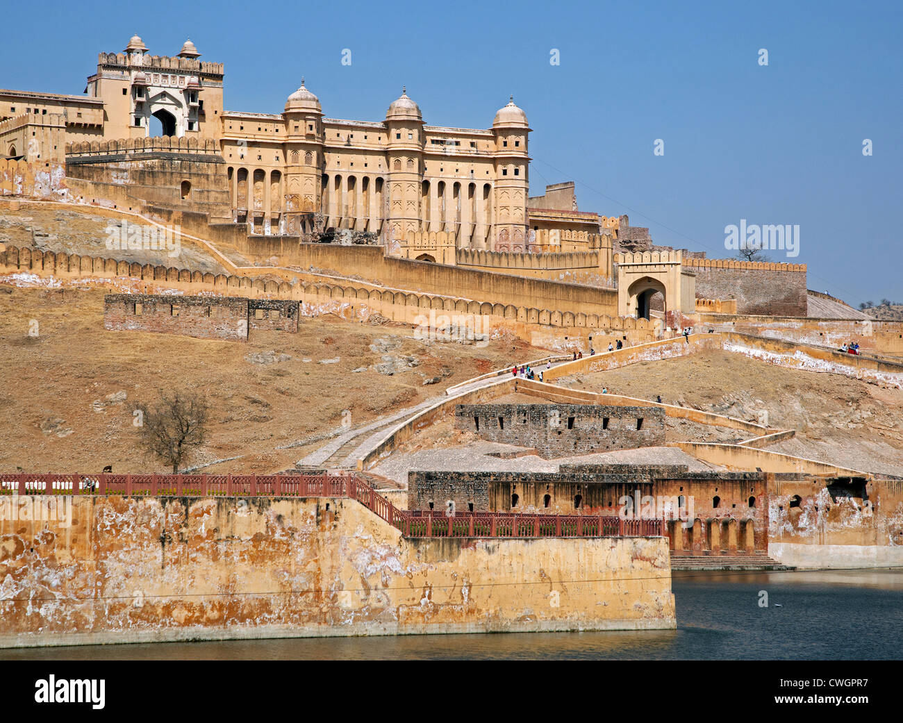 Fuerte Amer / Fuerte Amber, palacio de arenisca roja en Amer cerca de Jaipur, Rajasthan, India Foto de stock