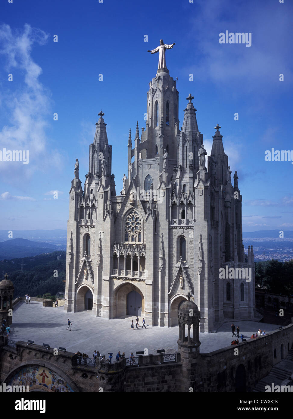 España, Barcelona, el Templo Expiatori del Sagrat Cor en el Tibidabo. Foto de stock