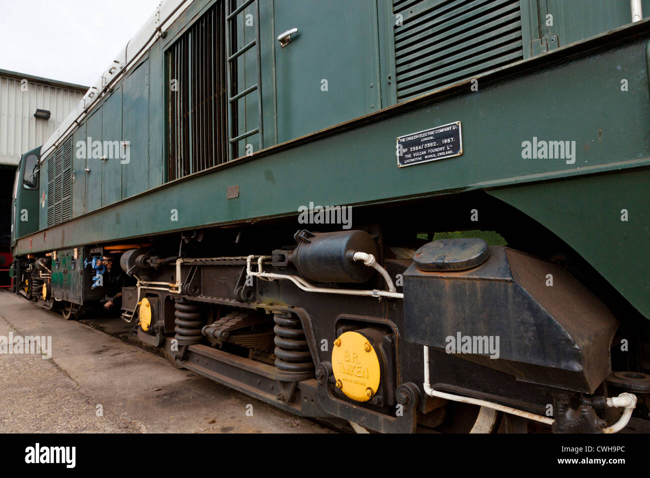 English Electric motor diesel locomotora en el Centro de Patrimonio de transporte de Nottingham, Nottinghamshire, Inglaterra, Reino Unido. Foto de stock