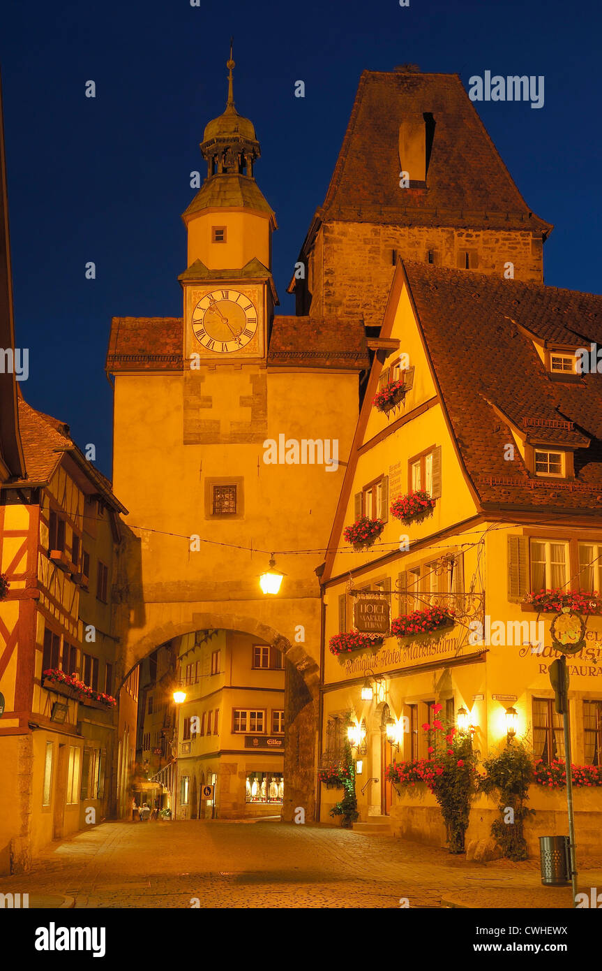 Rothenburg ob der Tauber, Markus Torre, Ruta Romántica, Romantische Strasse, Franconia, Baviera, Alemania, Europa Foto de stock