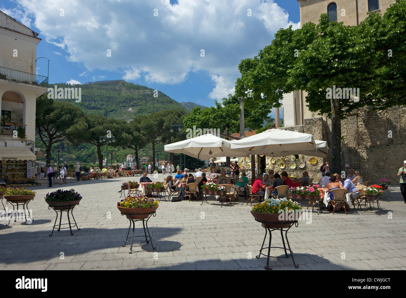 La Piazza del Duomo, Ravello, Riviera Napolitana, La Costa de Amalfi, la Bahía de Nápoles, Campania, Italia, Europa Foto de stock