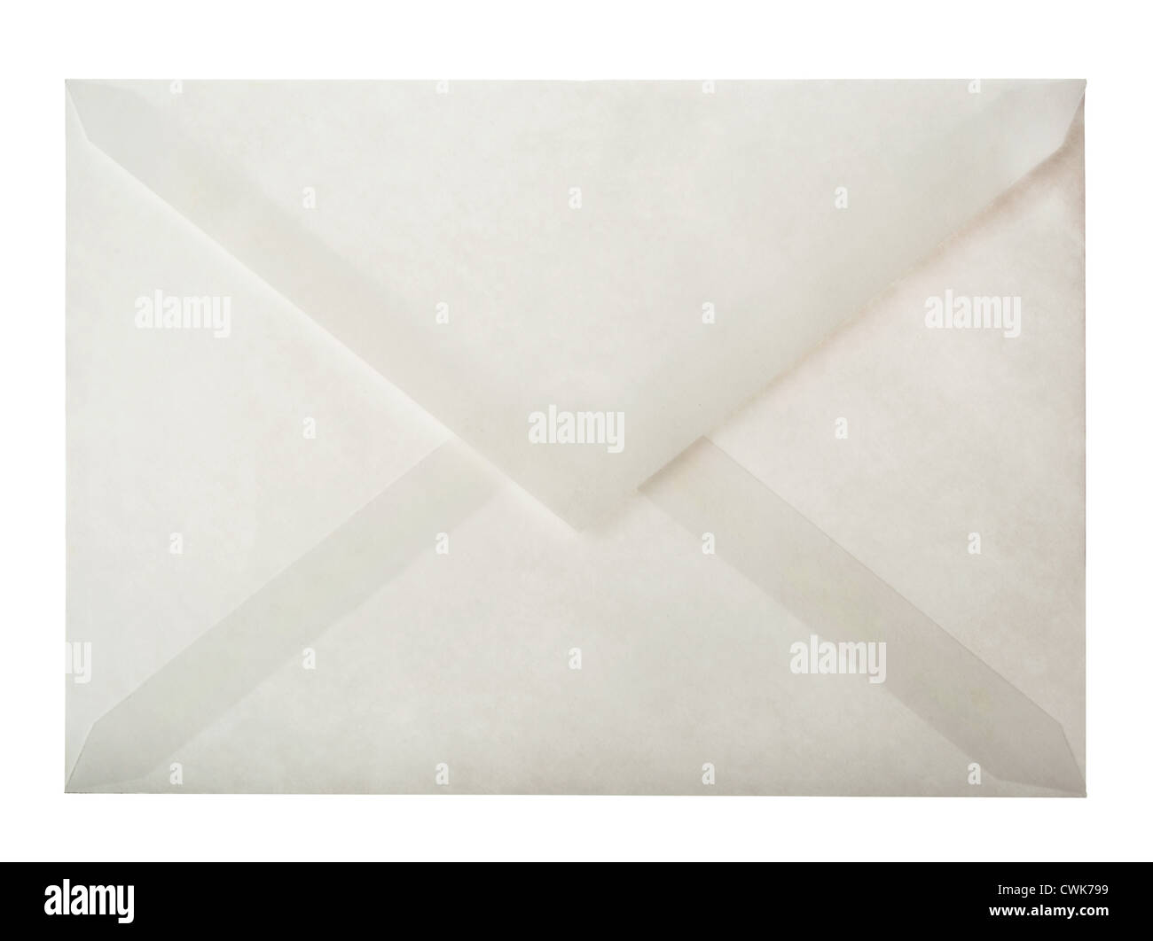 Reverso de sobres de papel blanco aislado en blanco Foto de stock