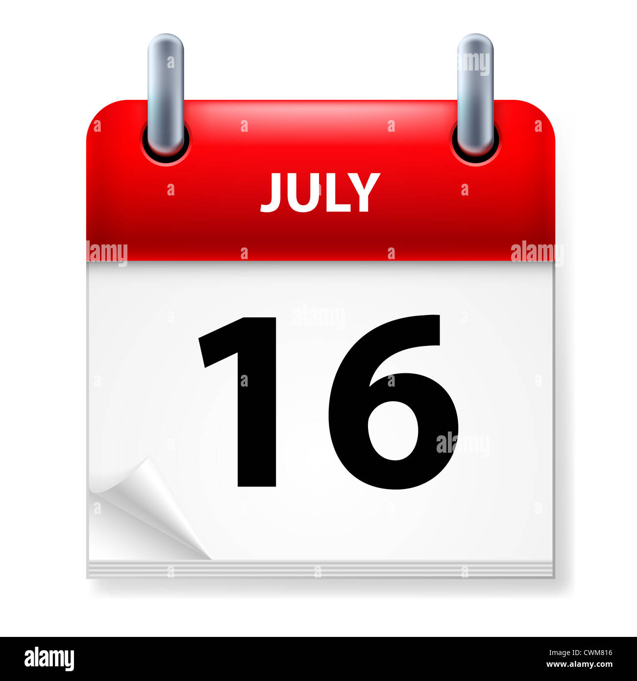16º de julio en icono Calendario sobre fondo blanco. Foto de stock