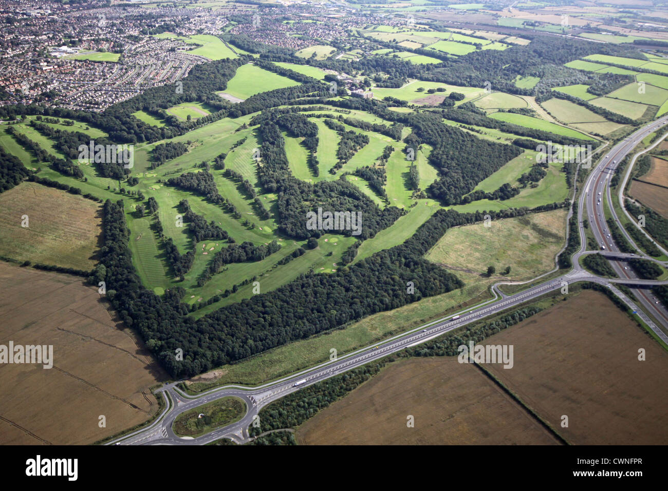 Vista aérea del Templo Newsham Golf Course, Leeds Foto de stock