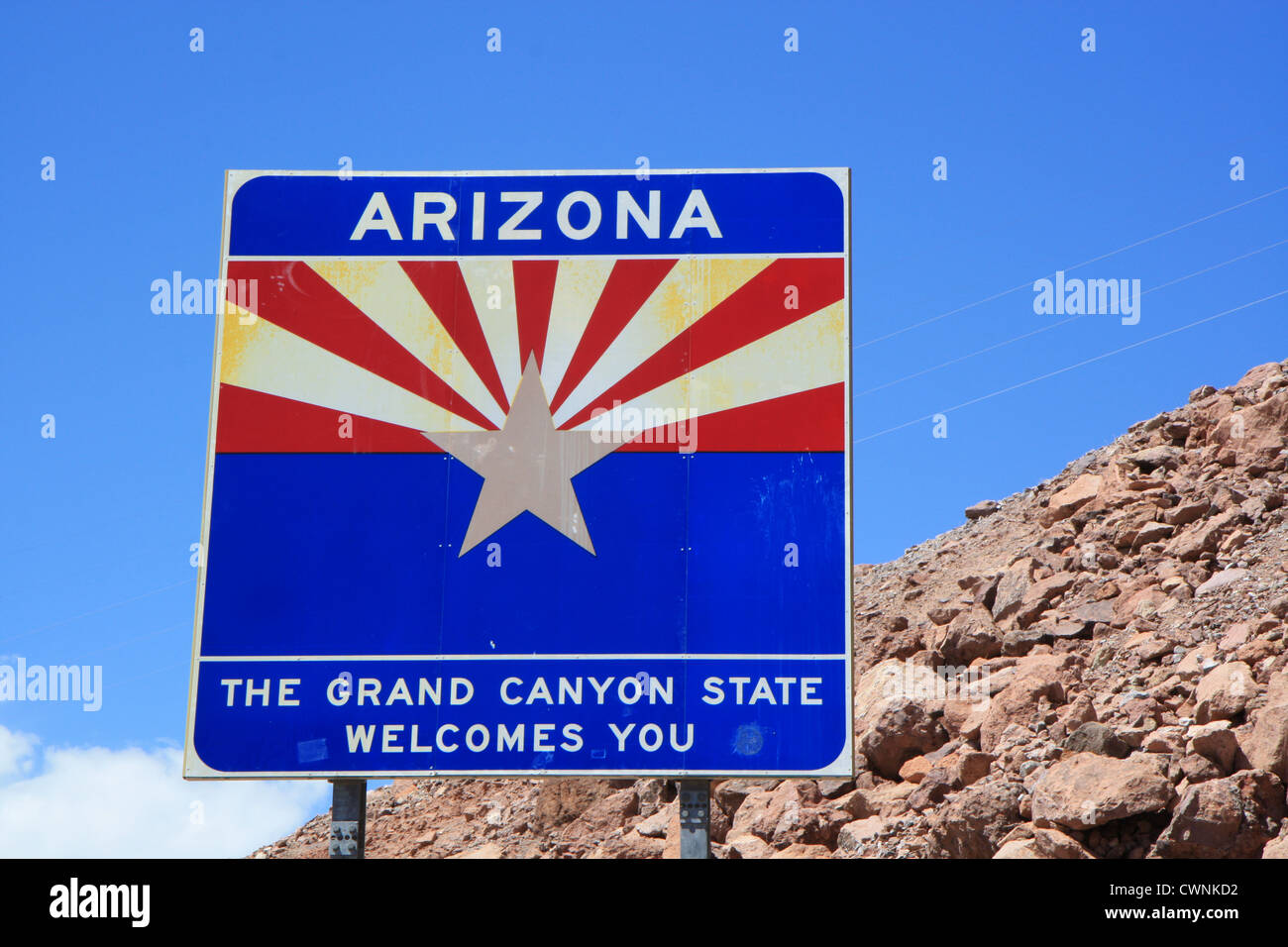 Bienvenido al signo del estado de Arizona, Arizona, EE.UU. Foto de stock