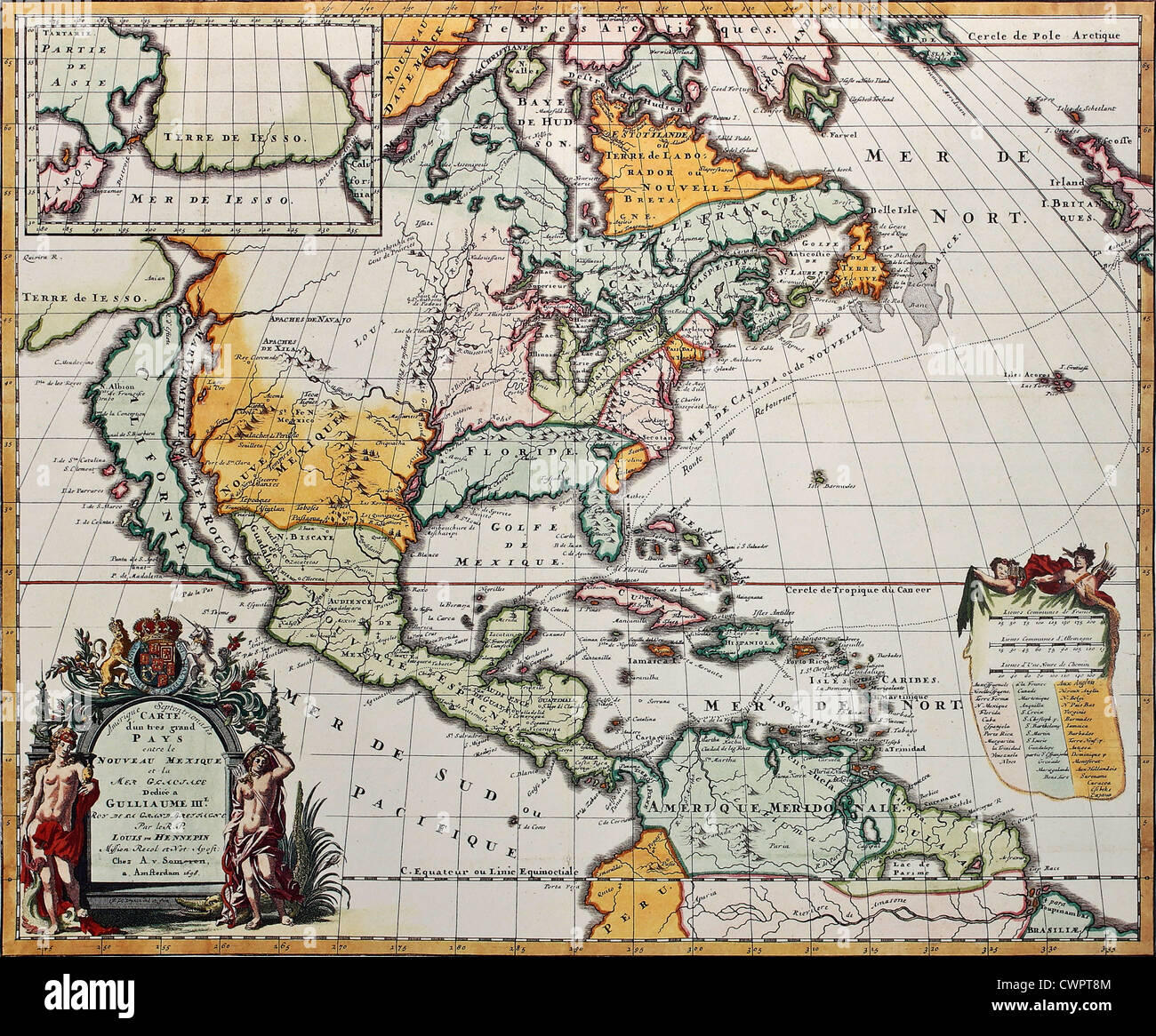 Mapa antiguo de América del Norte Foto de stock