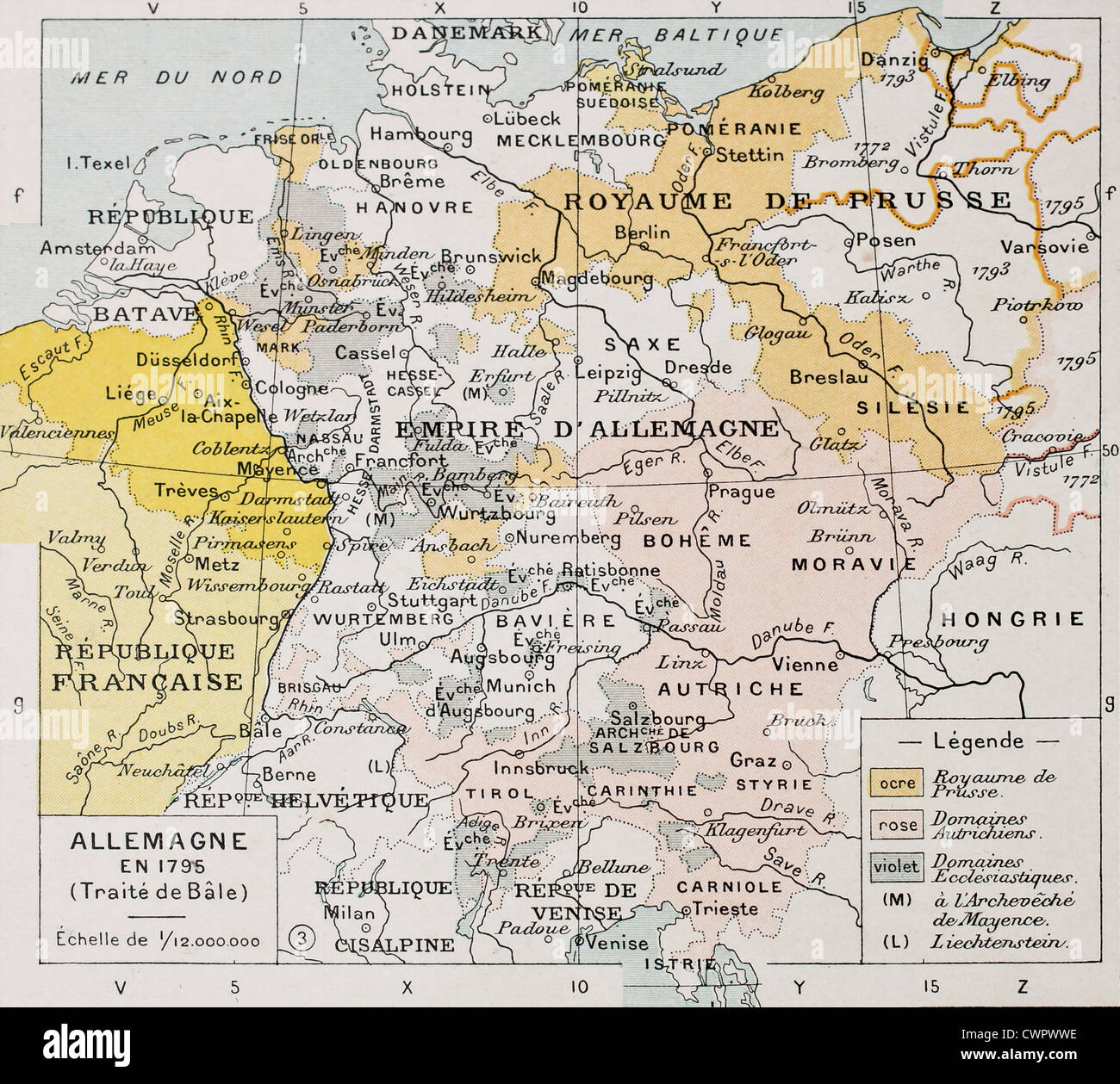 Alemania en 1795 viejo mapa Foto de stock