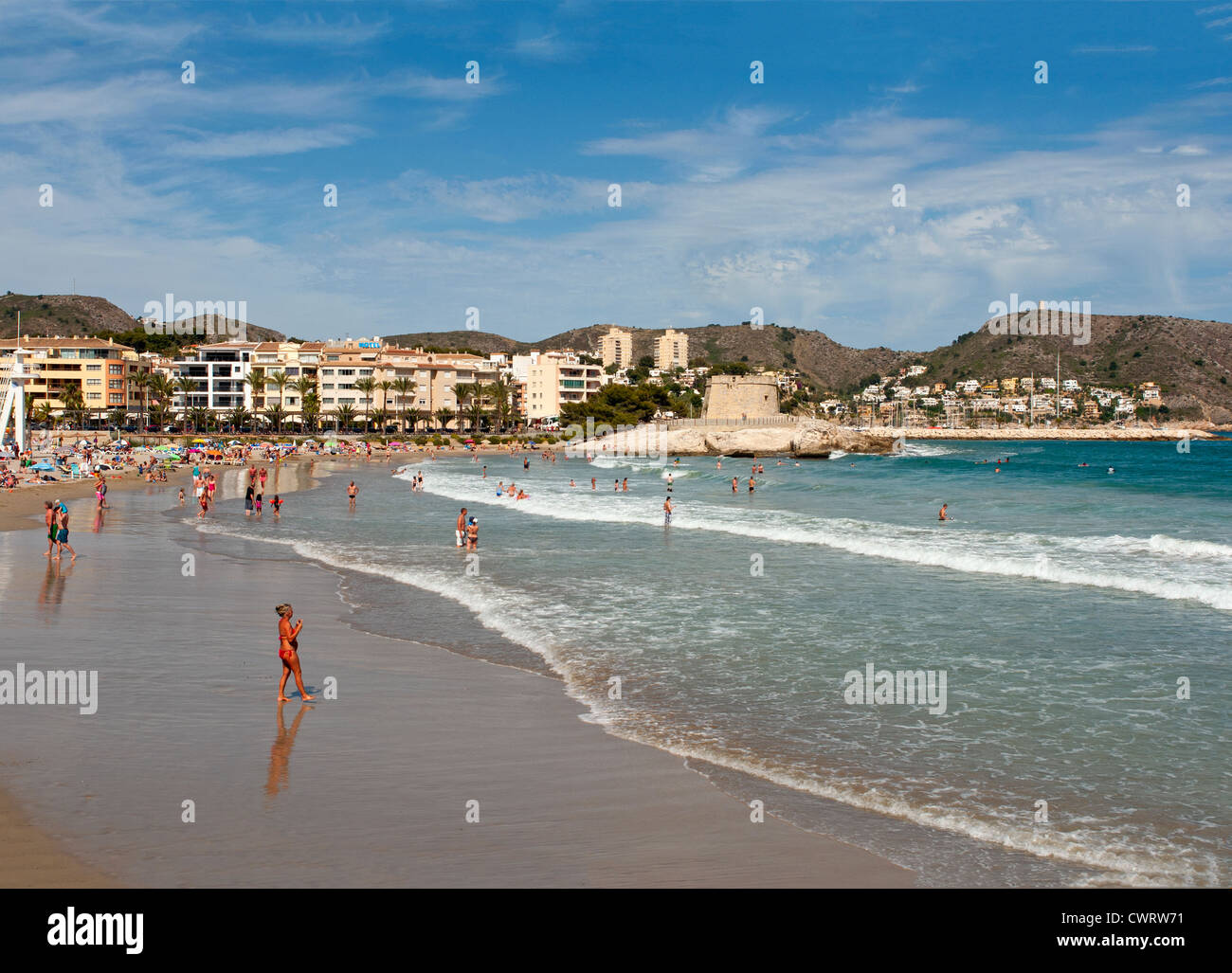 La playa Platgetes, Moraira en la Costa Blanca, España Foto de stock