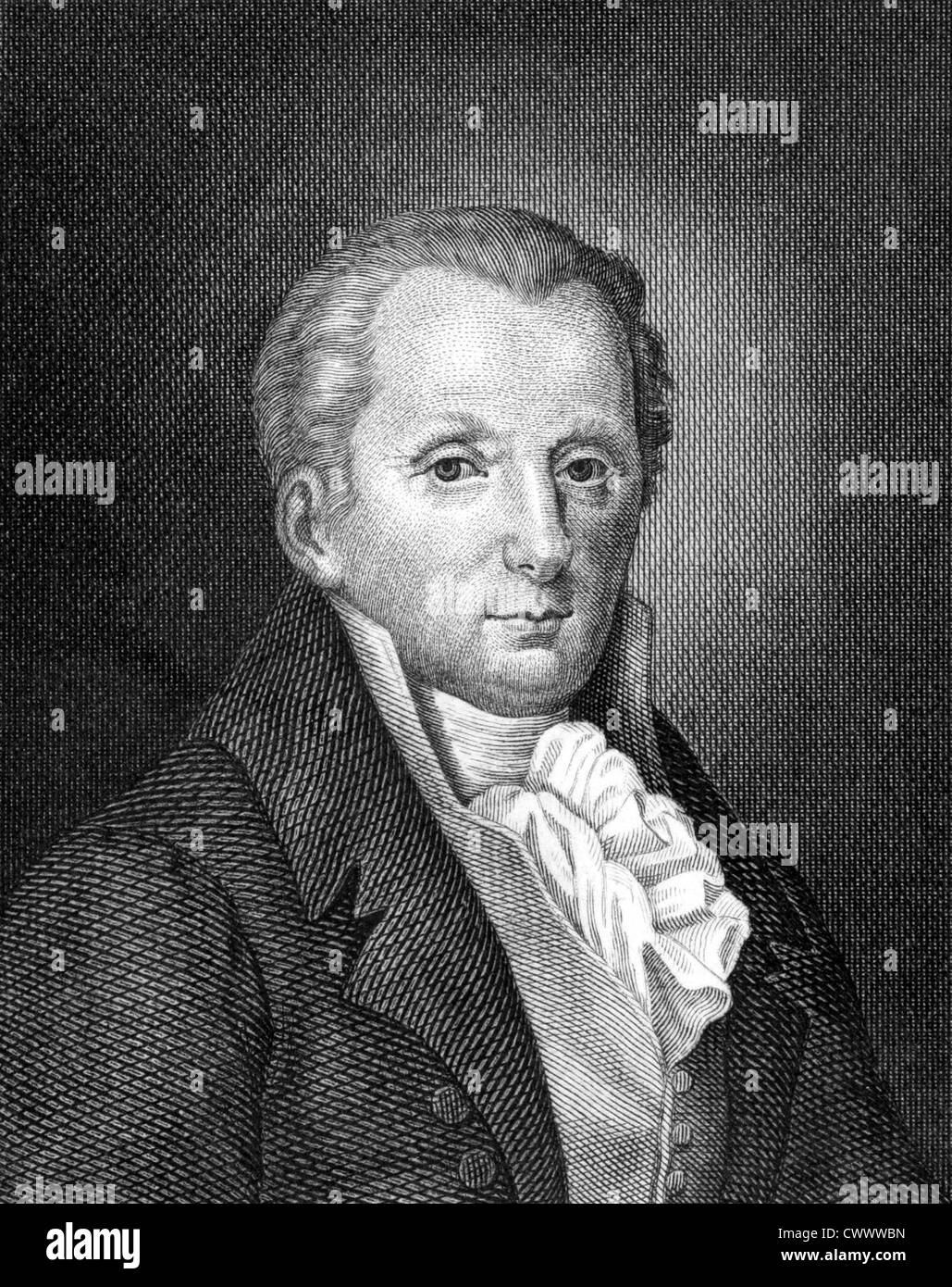 Moritz August von Thummel (1738-1817) sobre el grabado desde 1859. Autor satírico y humorista alemán. Foto de stock