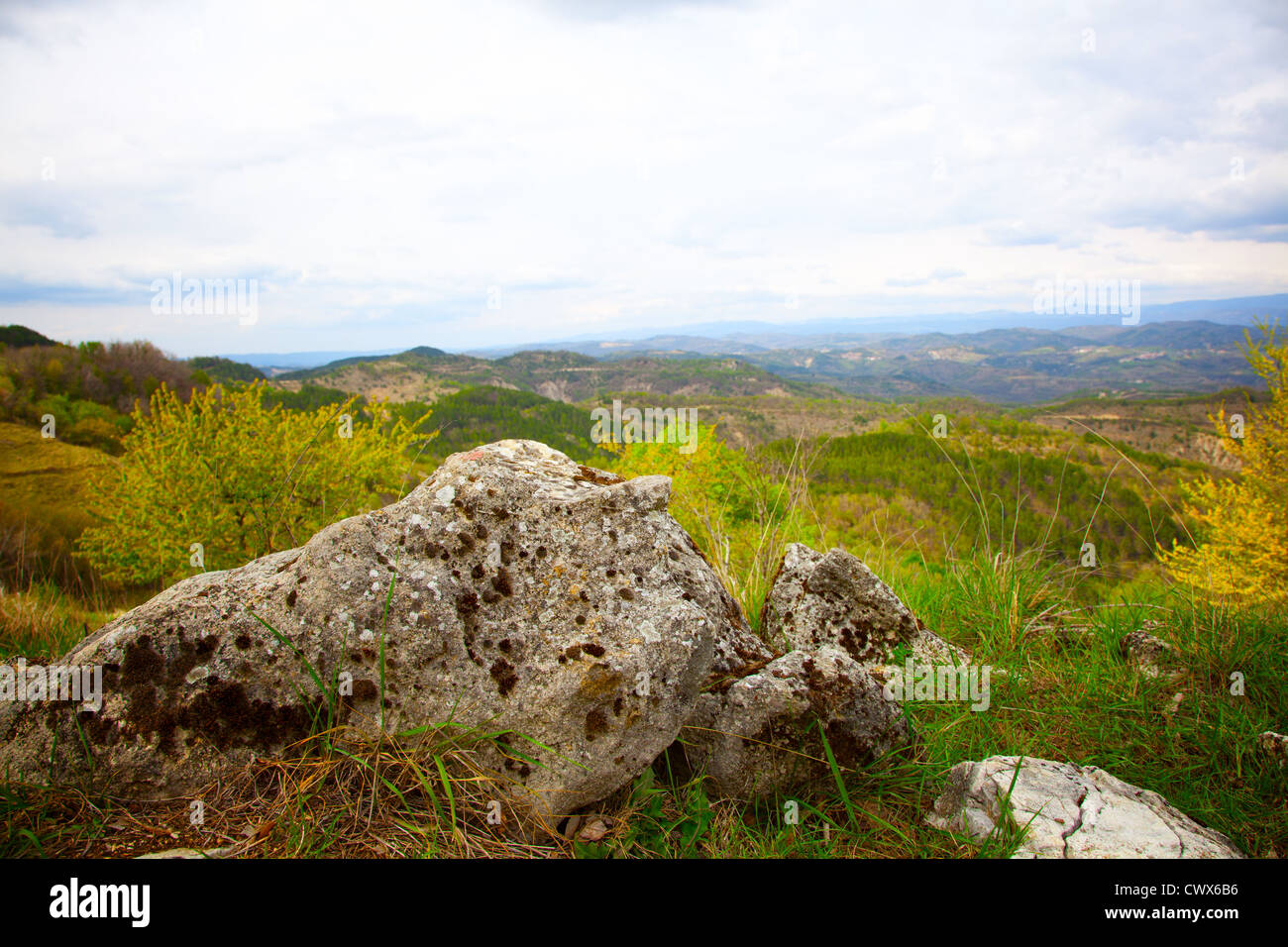 El paisaje de las colinas de Istria, Croacia, piedra Foto de stock