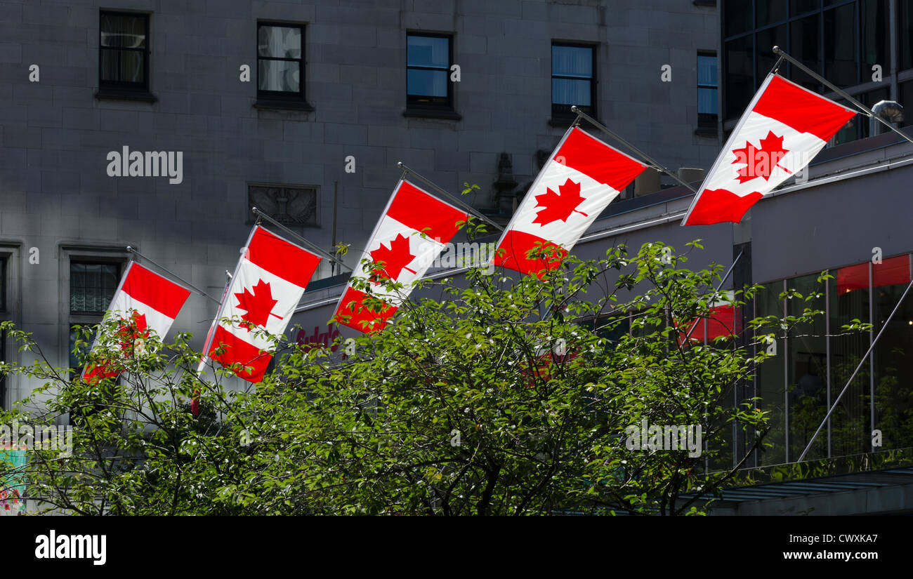 Banderas de Canadá en Vancouver, Canadá Foto de stock