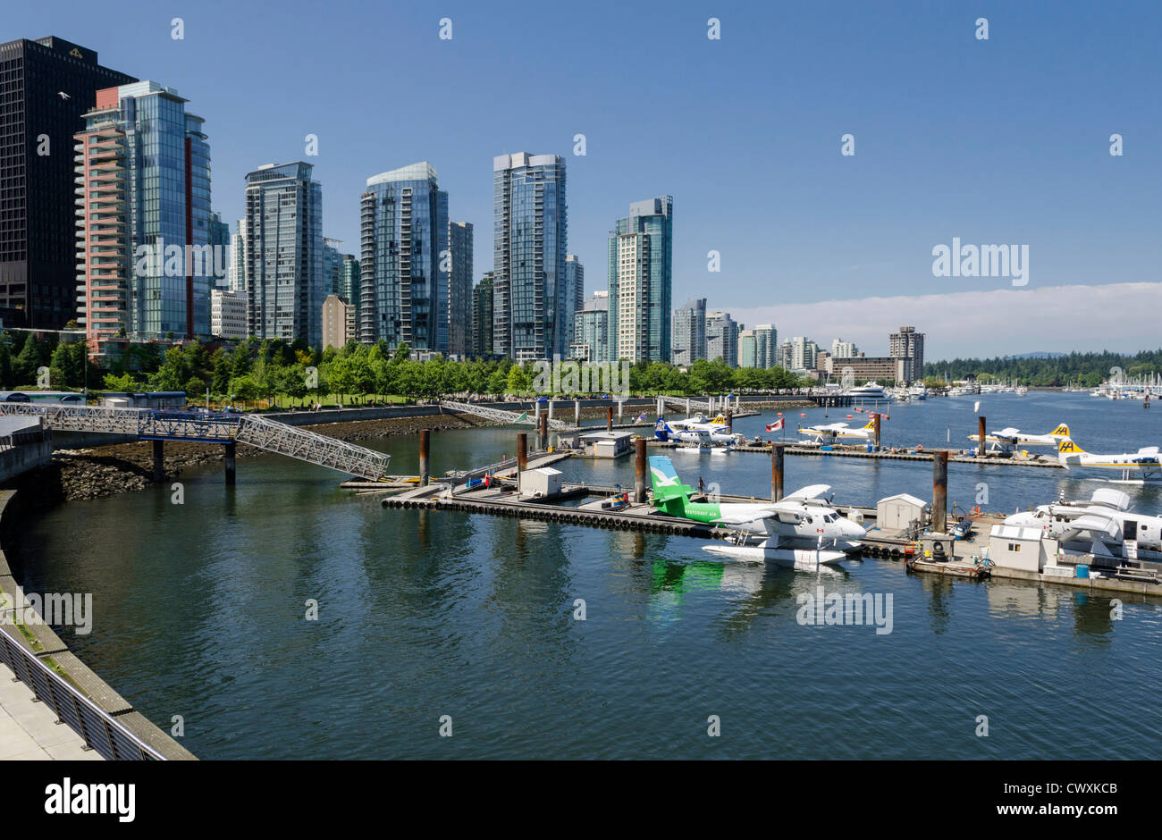 El puerto de Vancouver Aeropuerto Agua y costanera, Canadá Foto de stock