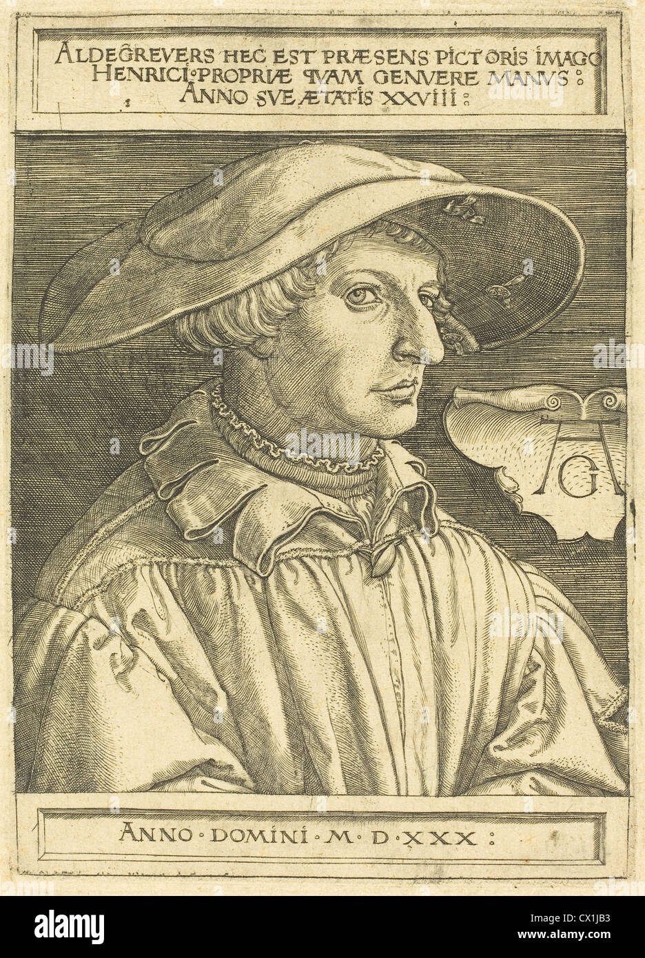 Heinrich Aldegrever (alemán, 1502 - 1555/1561 ), Autorretrato, 1530 Foto de stock