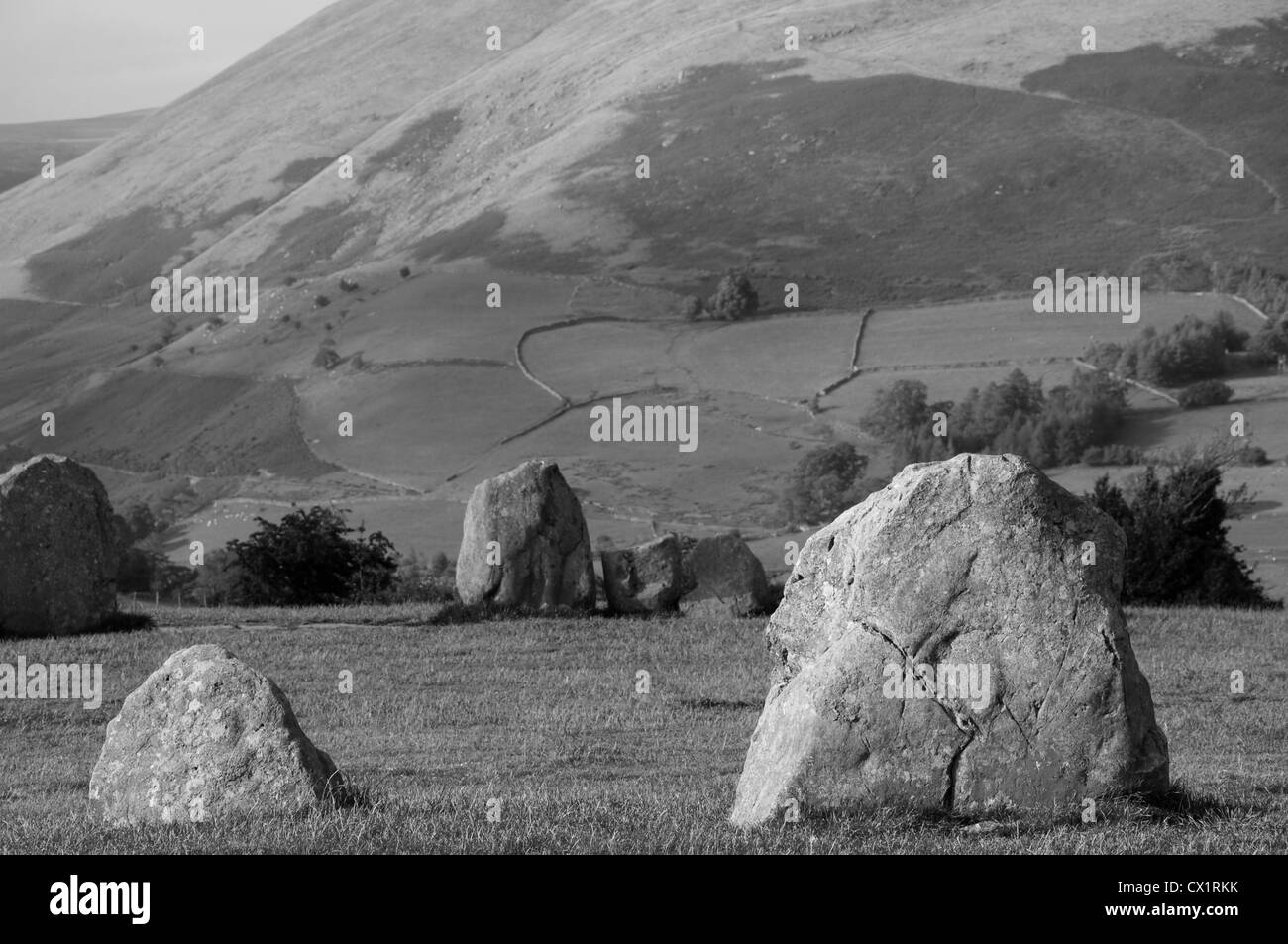 Castlerigg stone circle cerca de Keswick, Lake District National Park Foto de stock