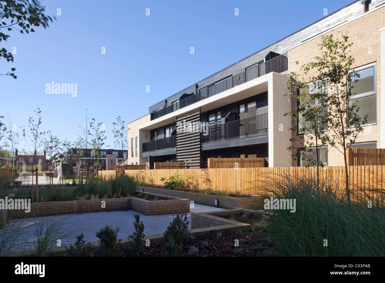 Real Academia Militar, Londres, Reino Unido. Arquitecto: John McAslan & Partners, 2012. Vista de nuevos apartamentos en la academia. Foto de stock