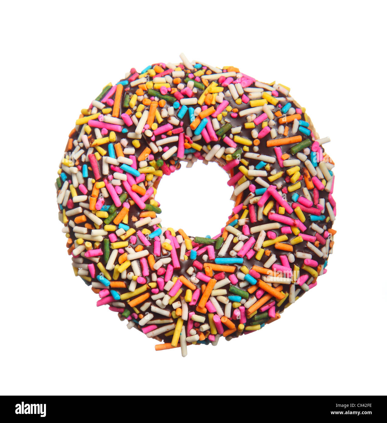 Colorido donut aislado sobre fondo blanco. Foto de stock