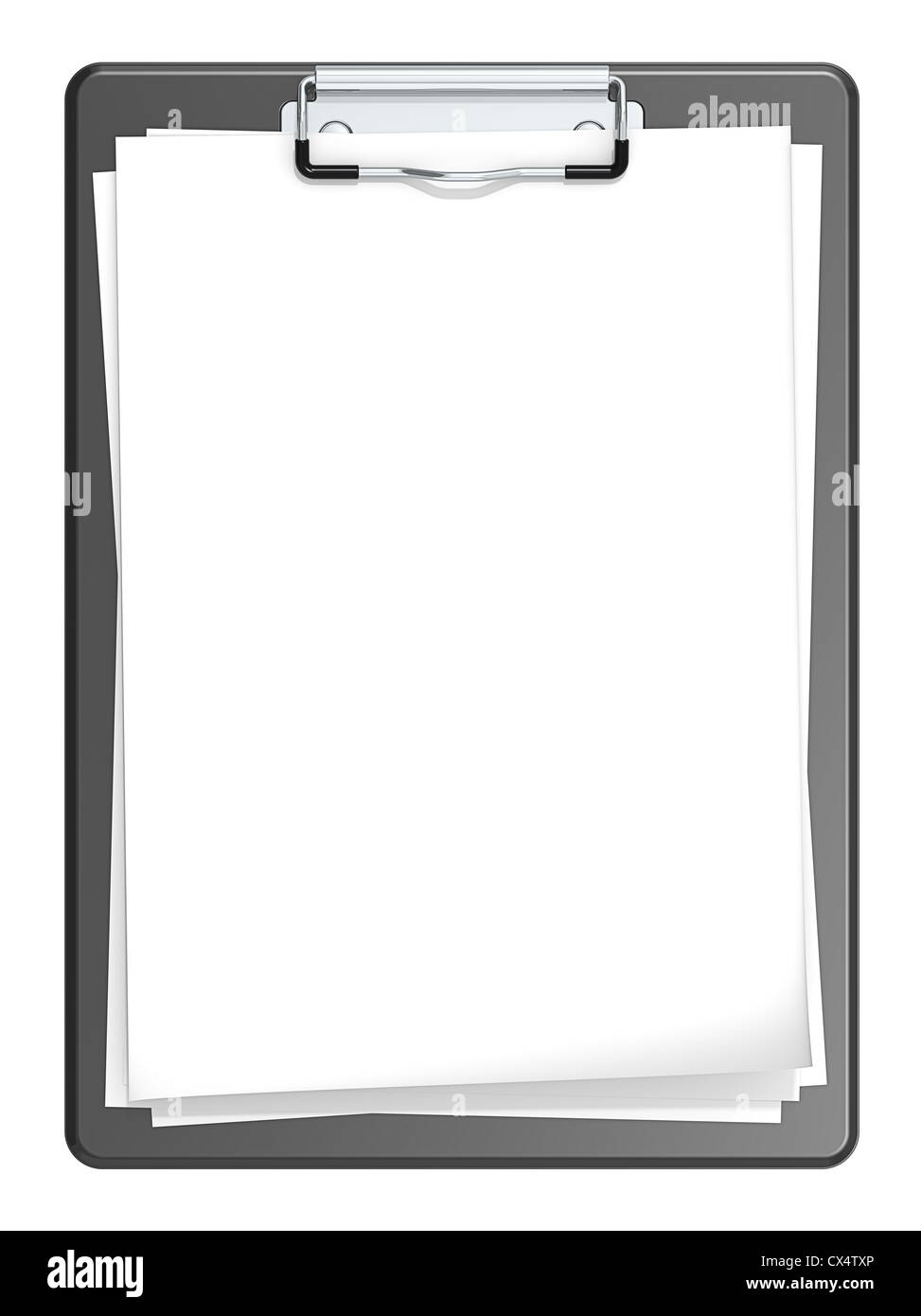Portapapeles aislados con papel en blanco para copiar el espacio. Negro