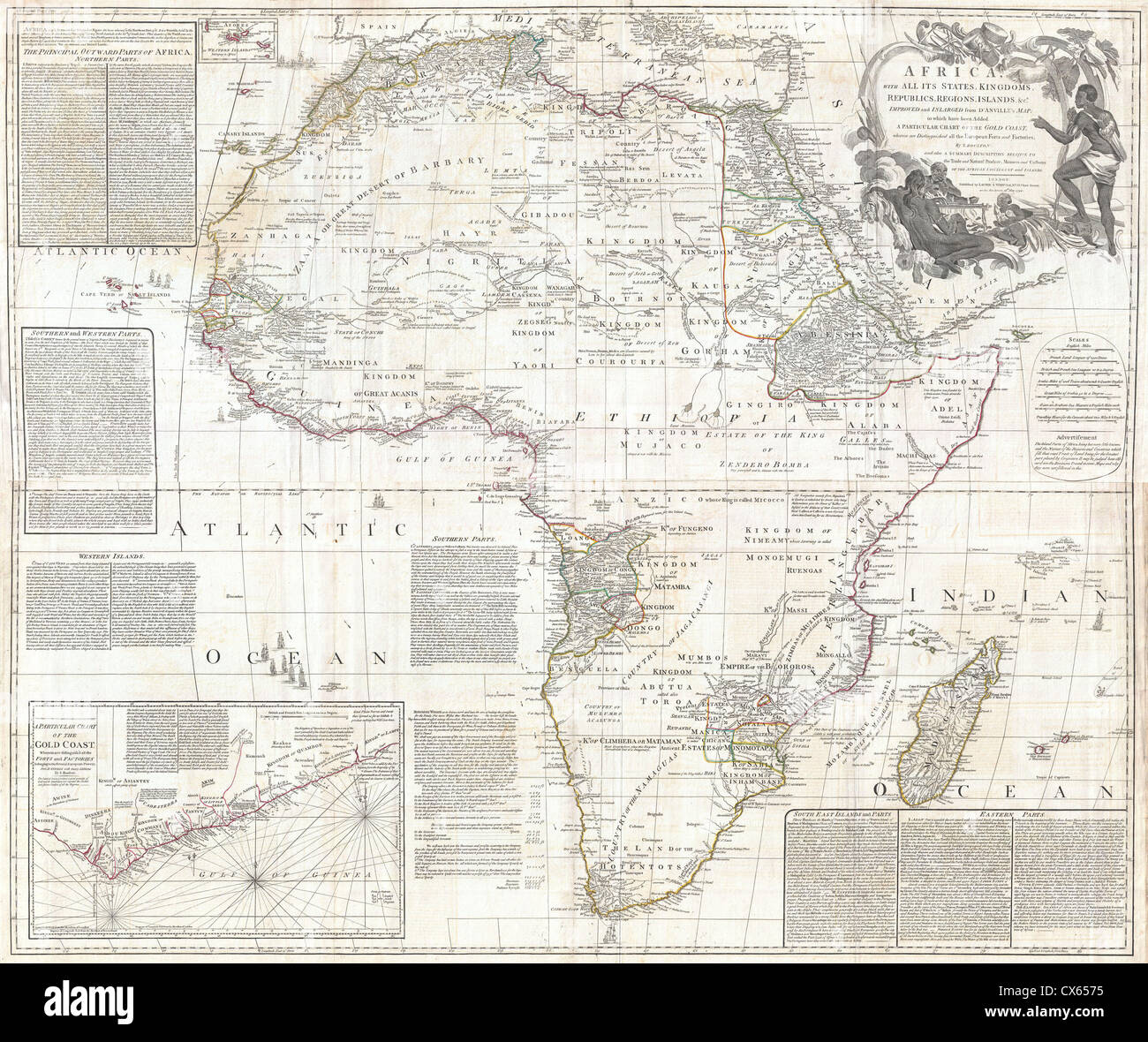 1794 Boulton y Anville Wall Mapa de África (el más importante 18cntry mapa de África). Foto de stock