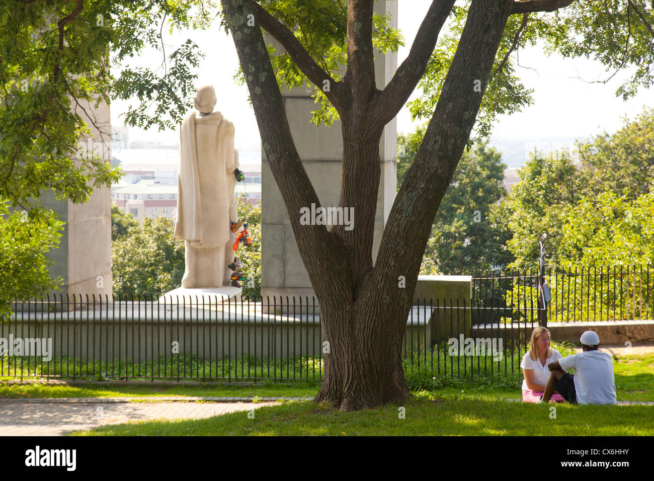 Roger Williams monumento en Prospect Park Terrace Providence RI Foto de stock