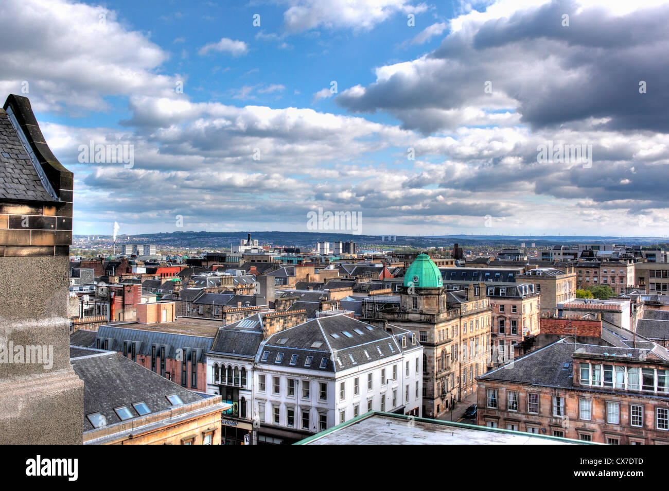 Vista de la ciudad desde la Escuela de Arte de Glasgow, Glasgow, Escocia, Reino Unido Foto de stock