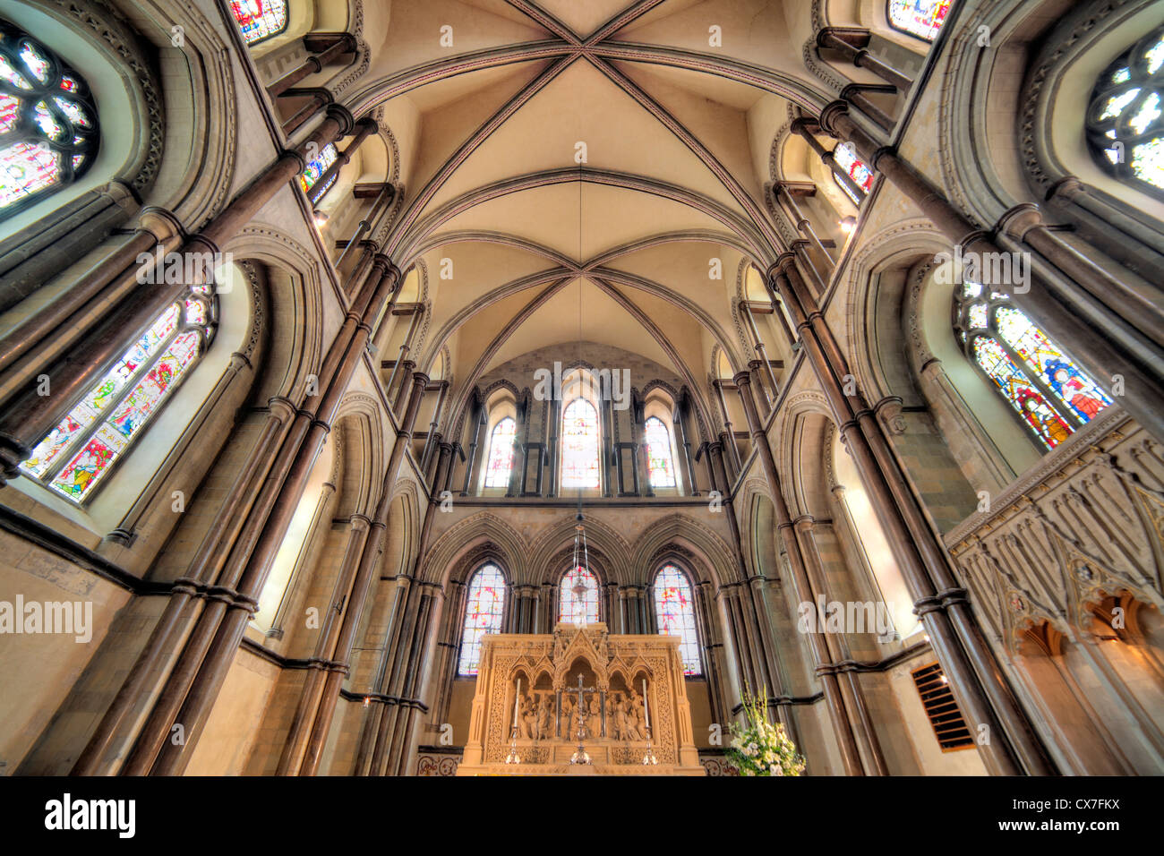 Interior de la Catedral de Rochester, Rochester, Kent, Inglaterra, Reino Unido. Foto de stock