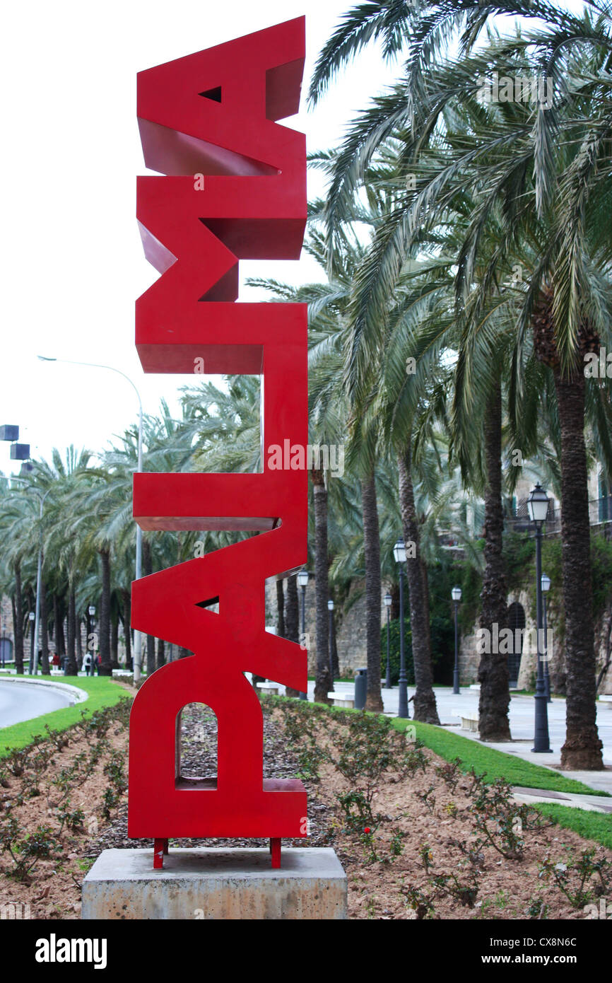 Placa con el nombre de PALMA en Palma de Mallorca , España Foto de stock