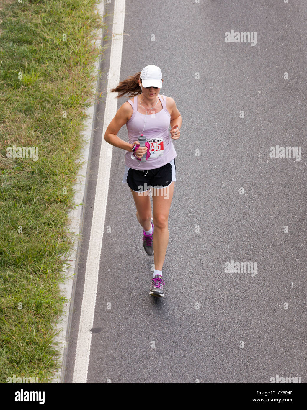 Corredor de maratón desde arriba - EE.UU. Foto de stock