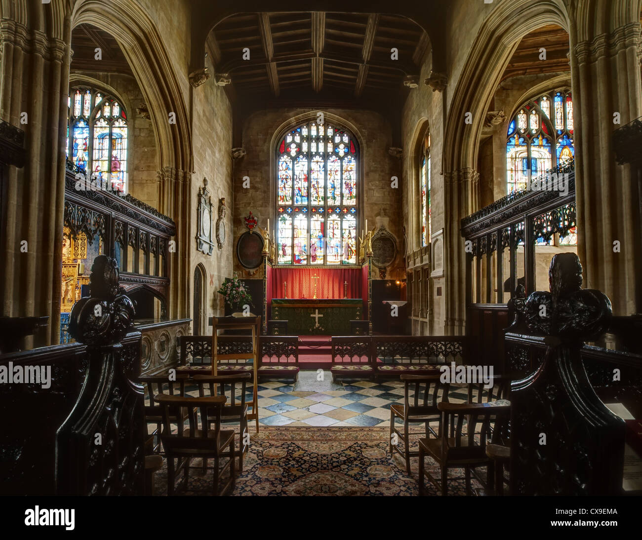 Fairford St Mary's Church Interior, Coro Foto de stock