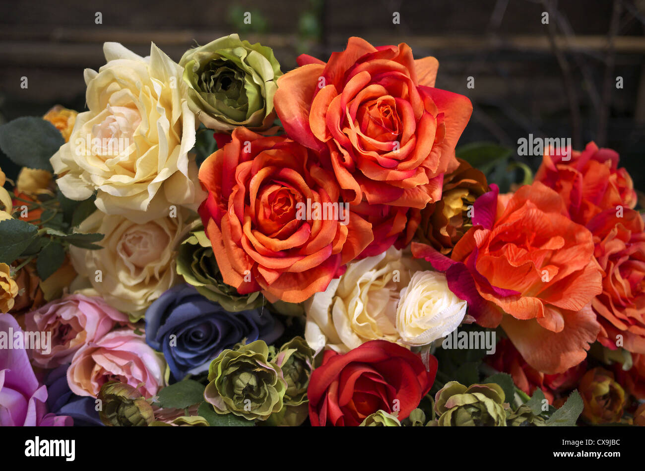 12 x recoge las rosas con follaje rojo arte flores-seidenblumen 