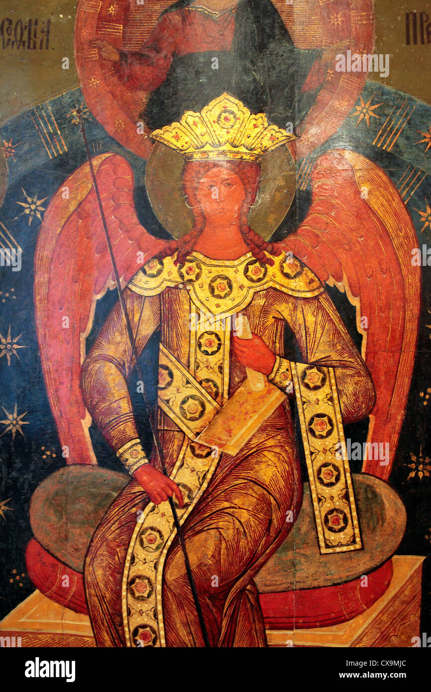 Sophia la Sabiduría Divina (siglo xvi), el icono en el museo de la ciudad de Veliky Novgorod Novgorod, región, Rusia Foto de stock
