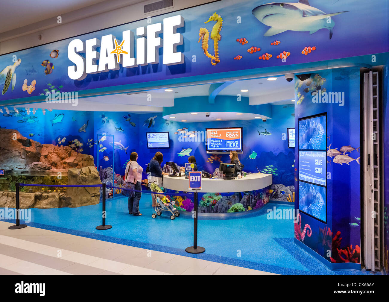 Taquillas en el acuario Sea Life en el Mall of America, Bloomington, Minneapolis, Minnesota, EE.UU. Foto de stock