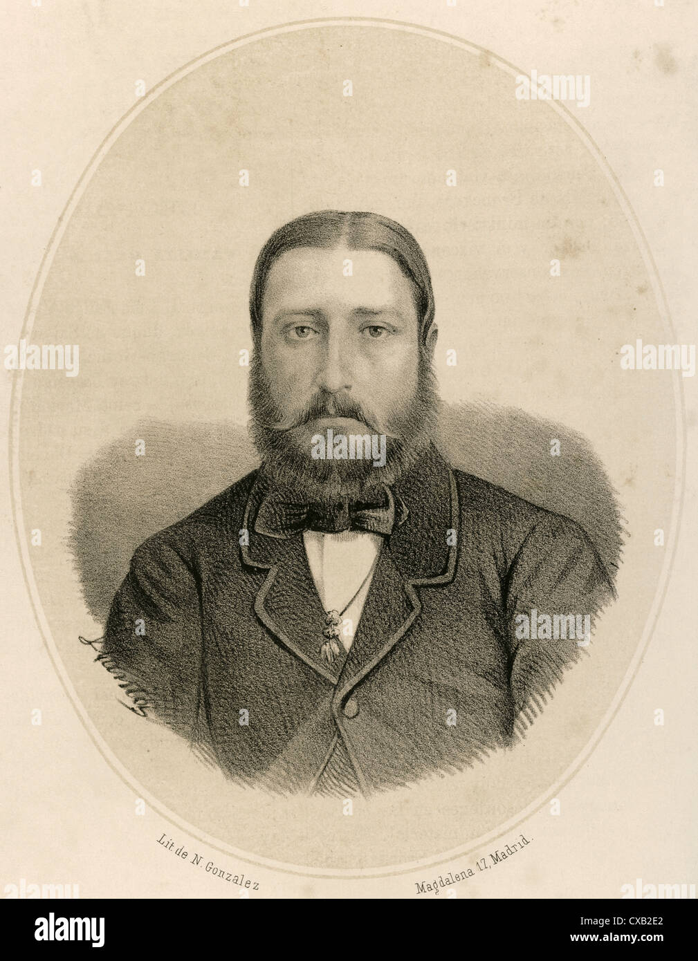 Leopoldo II (1835-1909). El rey de los Belgas. Retrato. Grabado, 1868. Por llanta. Galeria Universal. Foto de stock