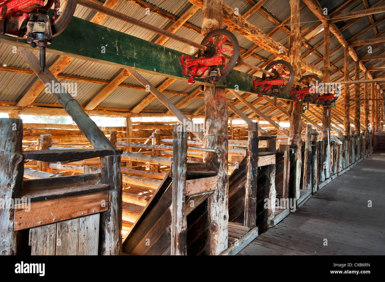 Antigua e histórica caseta de lana en el Parque Nacional Mungo. Foto de stock