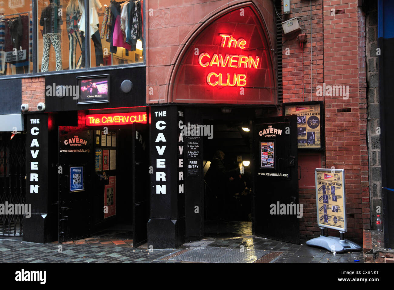 Cavern Club, Mathew Street, Liverpool, Merseyside, Inglaterra, Reino Unido, Europa Foto de stock