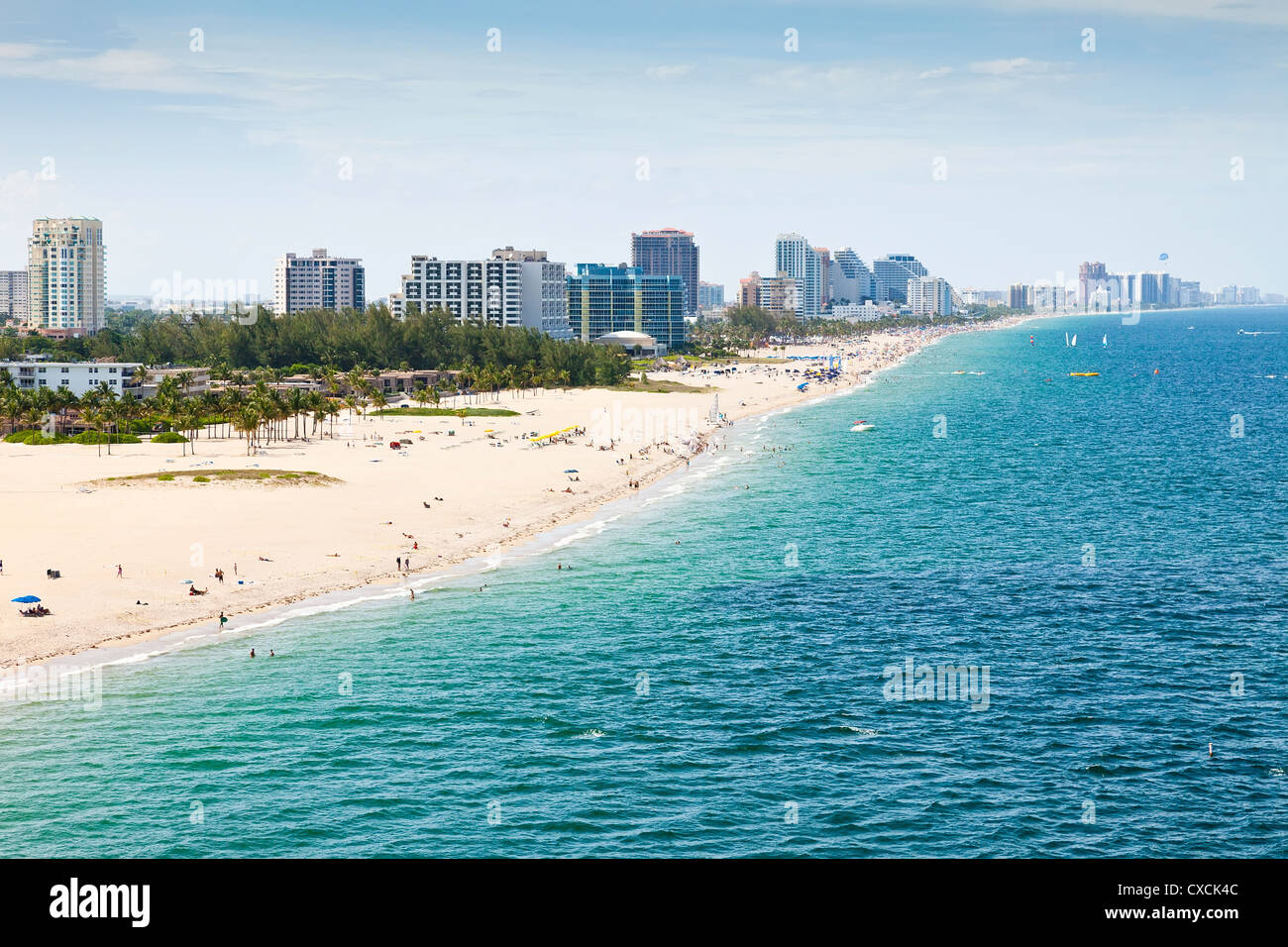 Vista aérea de la playa Fort Lauderdale en Ft. Lauderdale, Florida Foto de stock