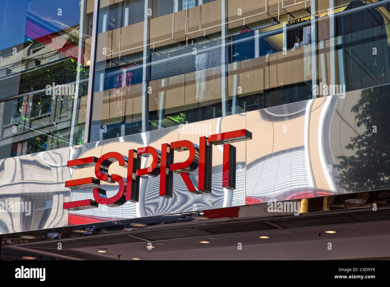 Rotulación, logotipo de la empresa Esprit, Colonia, Alemania Foto de stock