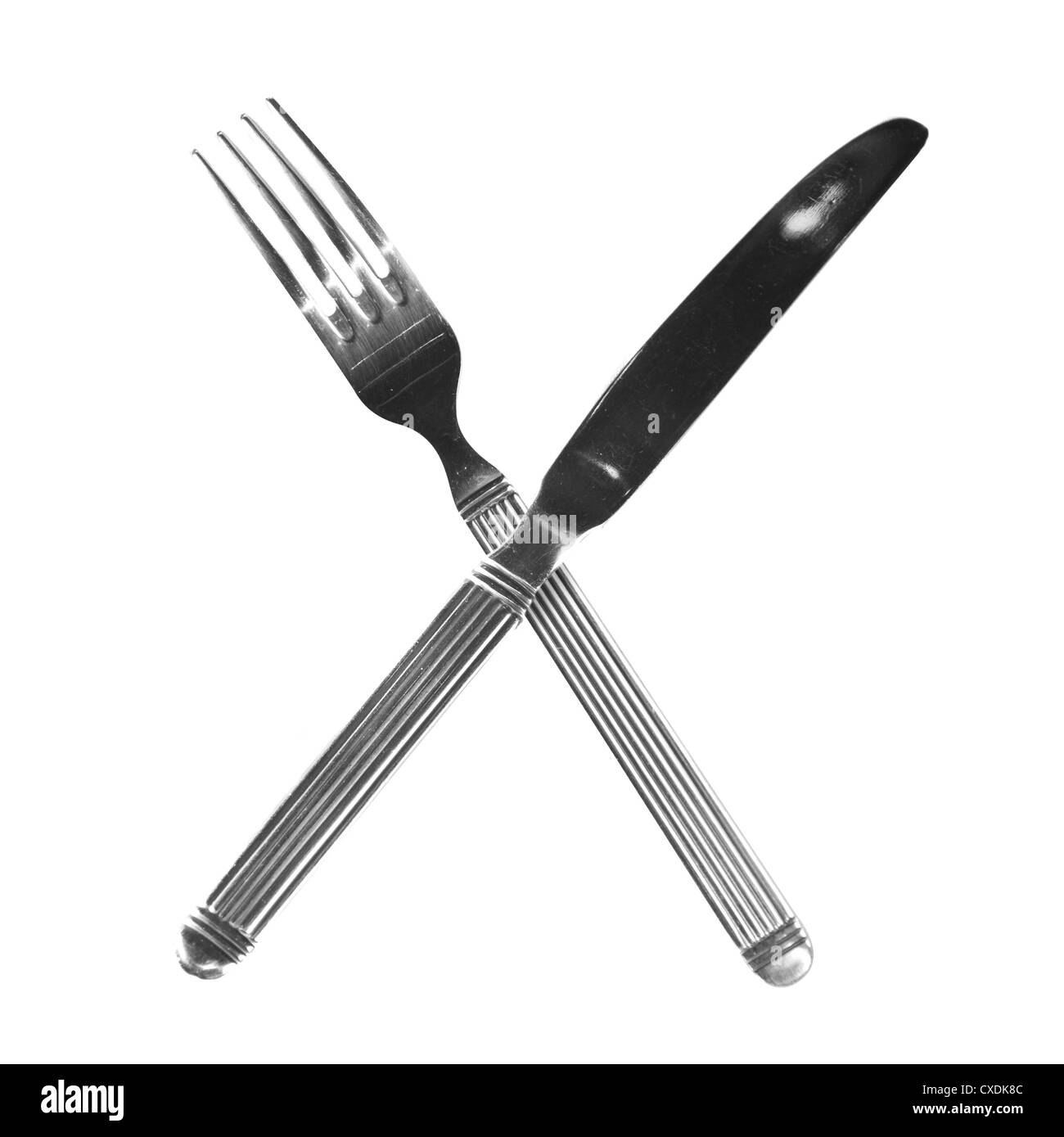 Cuchillo y tenedor cruzados Imágenes de stock en blanco y negro - Alamy
