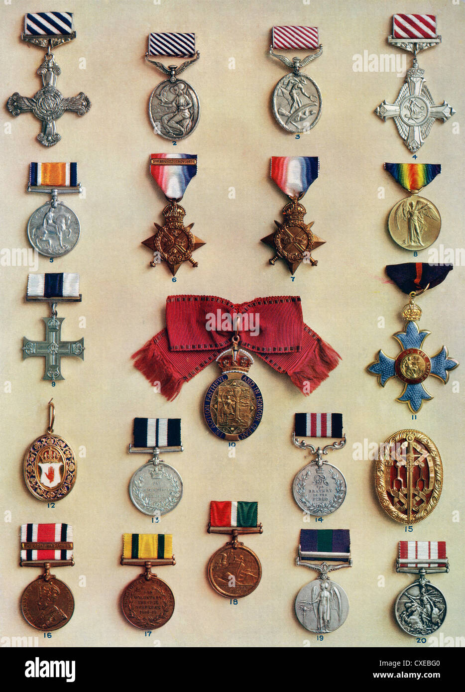 Había olores, medallas e insignias creada por el Rey Jorge V. Foto de stock