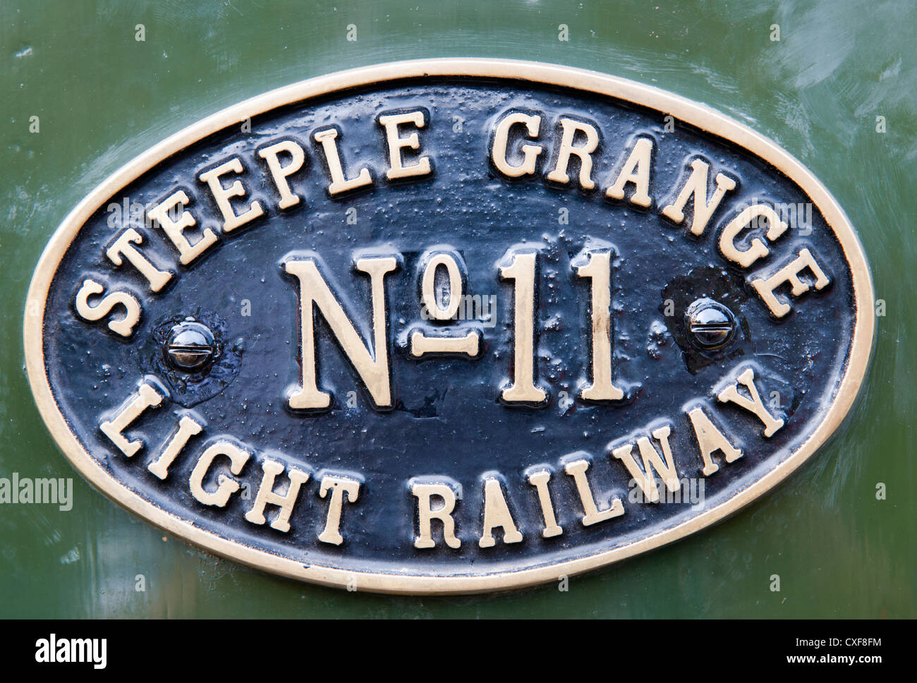 Placa con el nombre de ZM32 - Horwich light railway locomotora, la espadaña Grange Light Railway, Wirksworth, Derbyshire, Inglaterra. Foto de stock