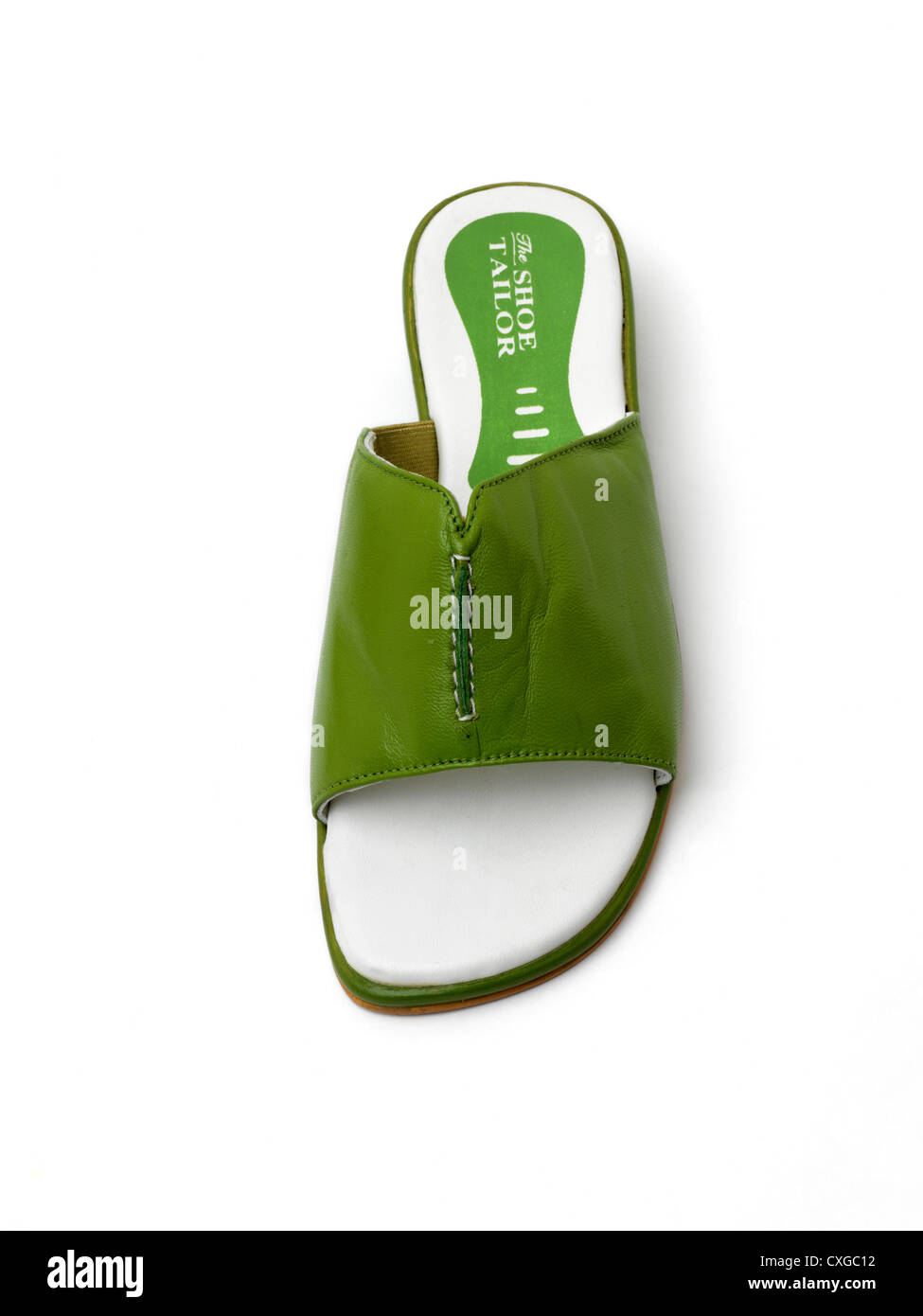 Abra sandalias de cuero verde Foto de stock