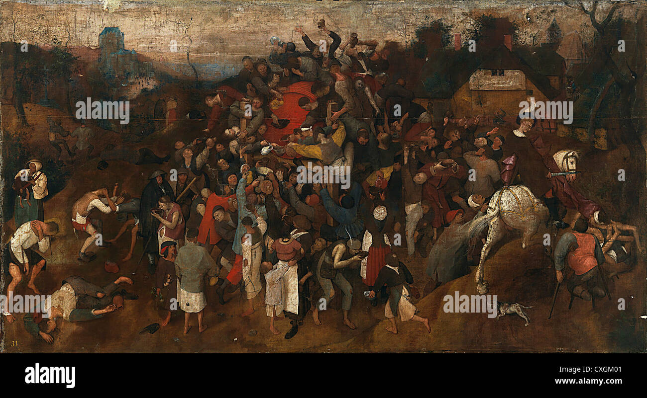 El vino de Saint Martins Día por Pieter Bruegel (Brueghel el Viejo), circa 1568 - Muy alta calidad y resolución de imagen Foto de stock
