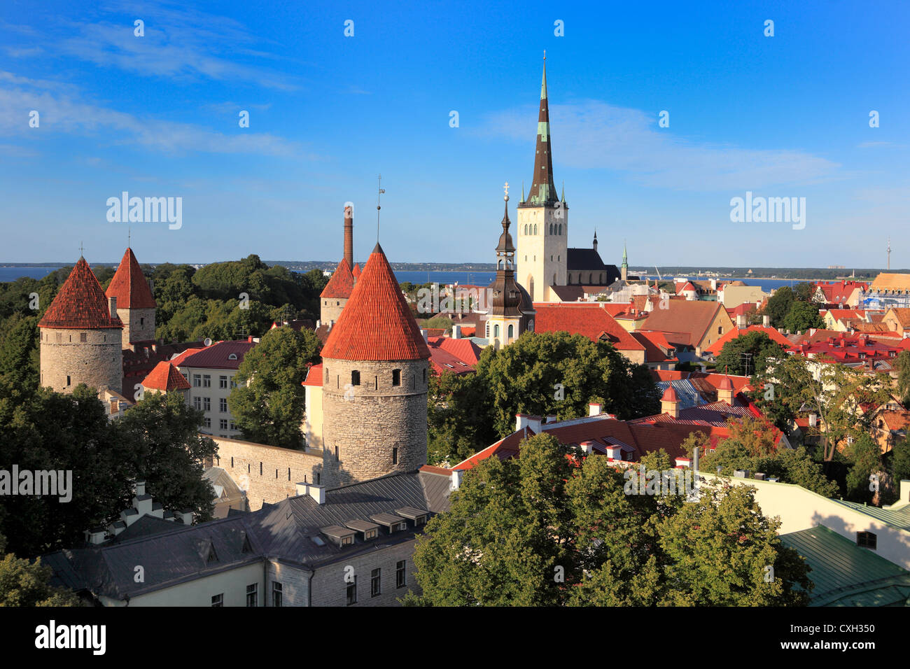 Vista de la ciudad vieja de Tallin Estonia Toompea Foto de stock