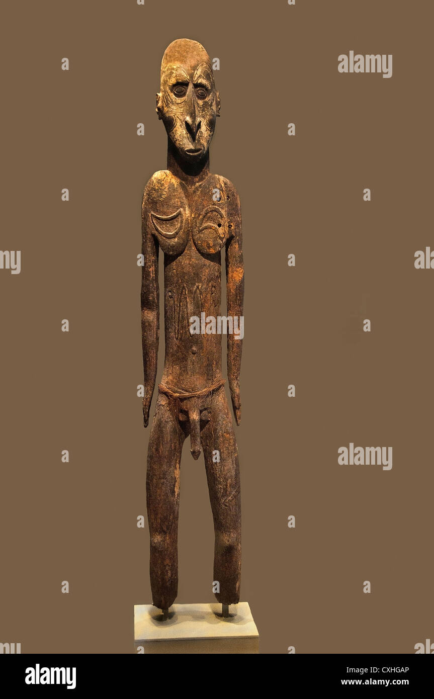 Ancestro figura del siglo XIX o anterior de Papua Nueva Guinea de la provincia de Sepik Oriental aldea Yamok Oriente río Sepik Sawos personas Foto de stock