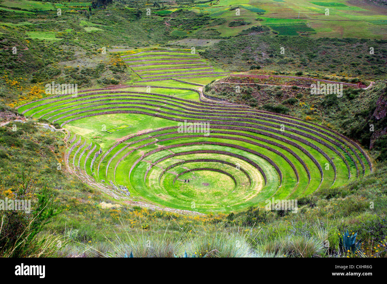Moray, sitio arqueológico, Cuzco, Perú. Foto de stock