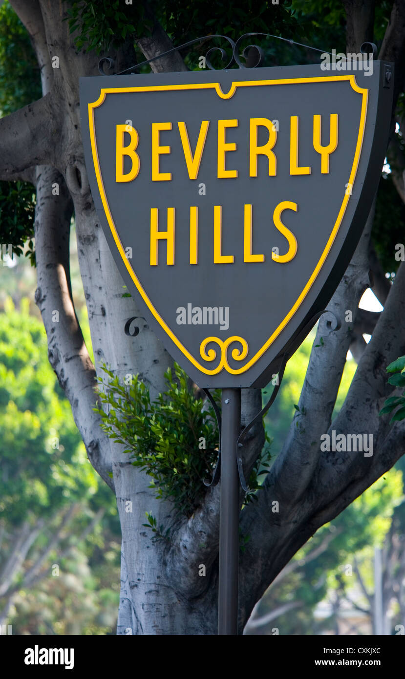 Signo icónico en Beverly Hills, California, este signo no está protegido por derechos de autor Foto de stock