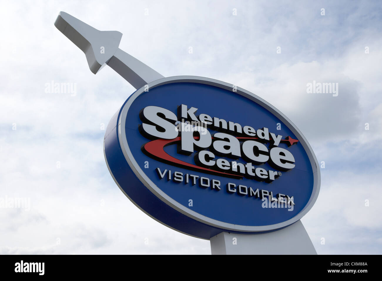 Firmar por el Complejo para Visitantes del Centro Espacial Kennedy, Florida, EE.UU. Foto de stock