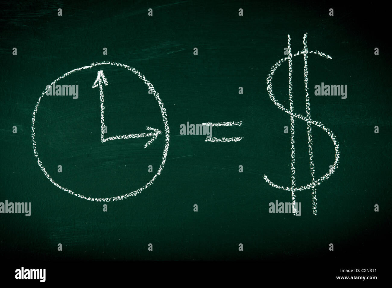 El tiempo es dinero ecuación se ahogan en pizarra Fotografía de stock -  Alamy